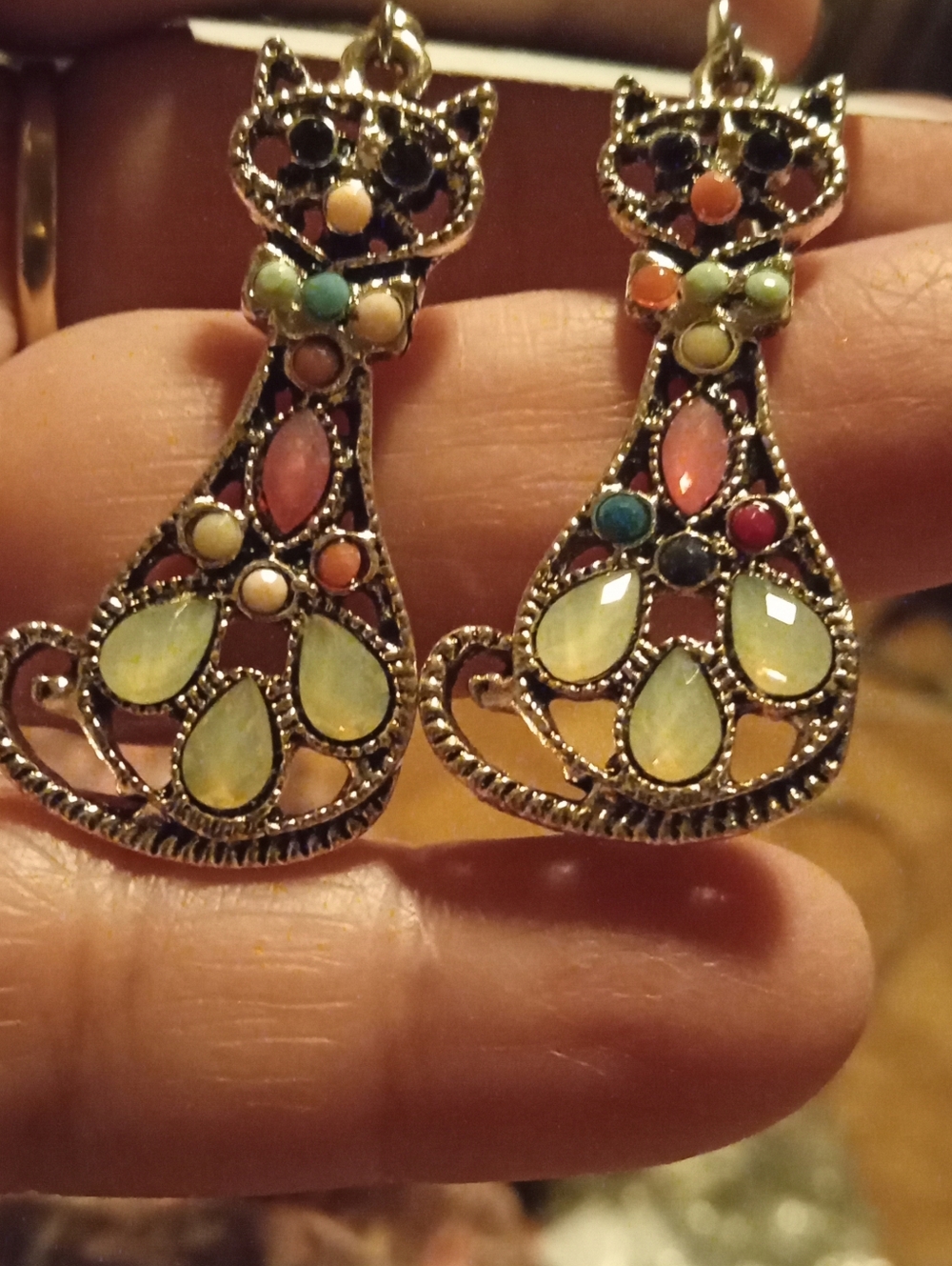 Ho Bo Vintage-Inspired Multicolor Cat Drop Earrings - Women Jewelry